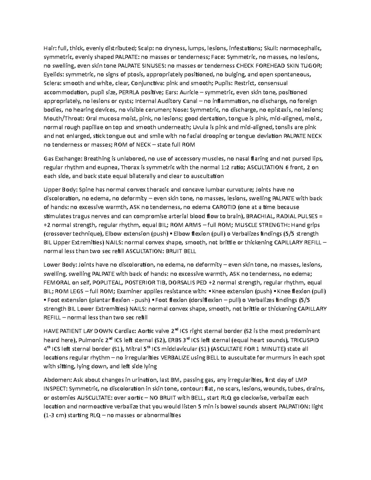 FULL BODY Assessment Script for Health Evaluation and Monitoring - Studocu