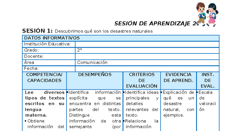 SESIONES DE APRENDIZAJE 2° - PROYECTO DE APRENDIZAJE 3 - SEM - Studocu