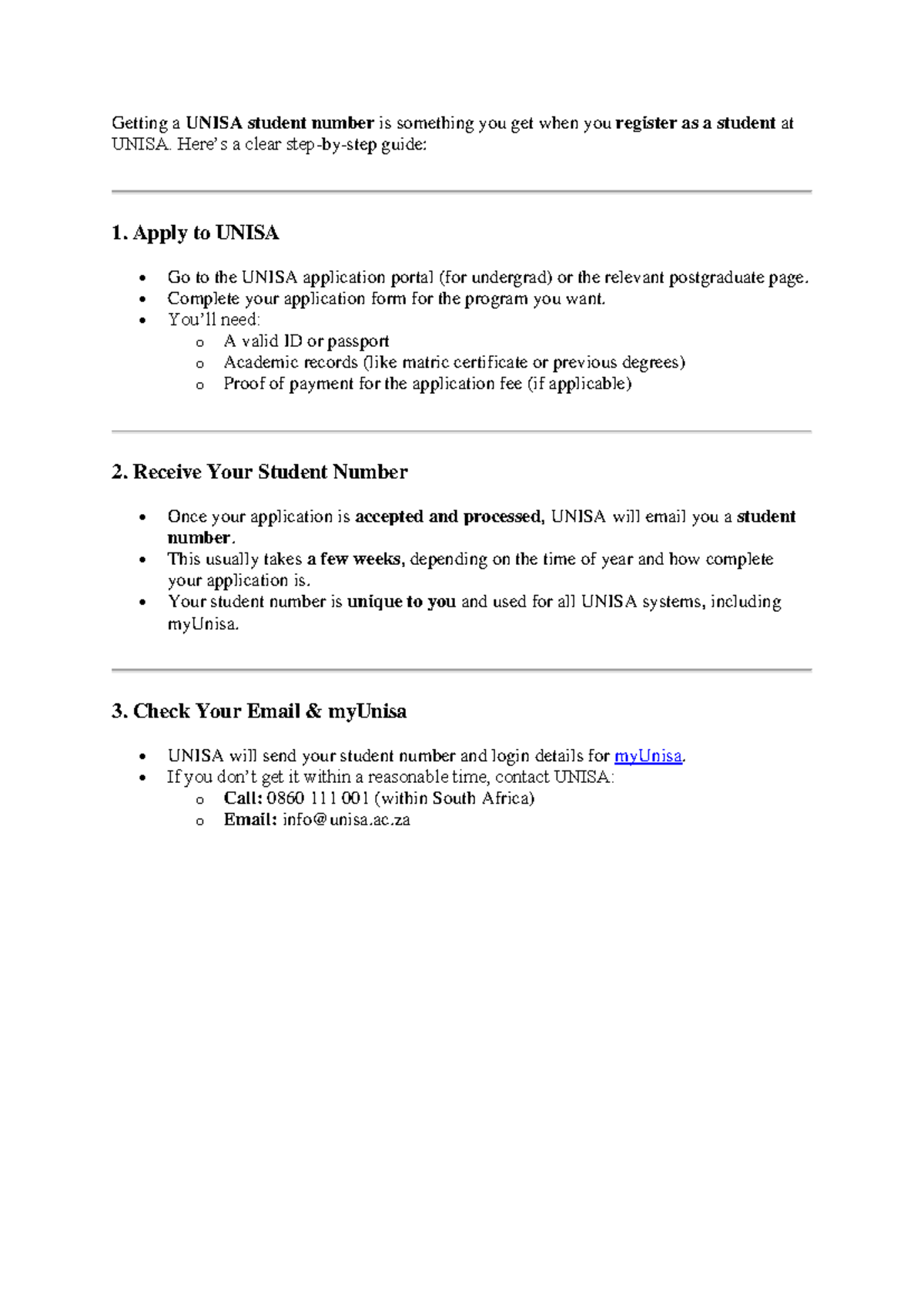UNISA Registration Guide: How to Obtain Your Student Number - Studocu