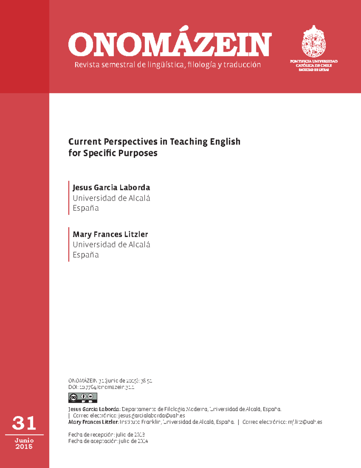 Current Perspectives in Teaching English - | Correo electrónico: jesus ...