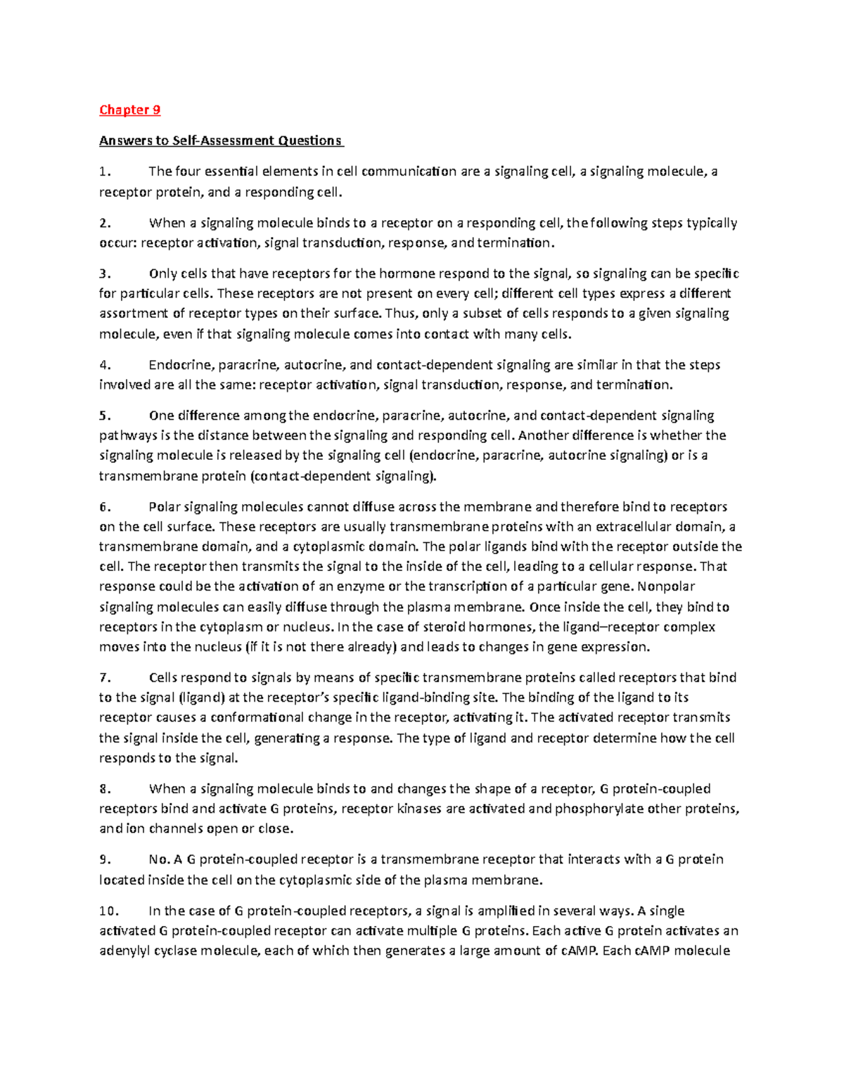 BIO 101 Exam 3 Study Guide Answers: Cell Signaling & Mitosis - Studocu
