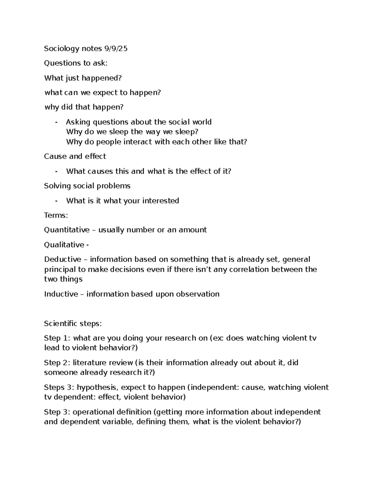 Sociology 101: Notes on Culture, Research Methods & Key Values - Studocu