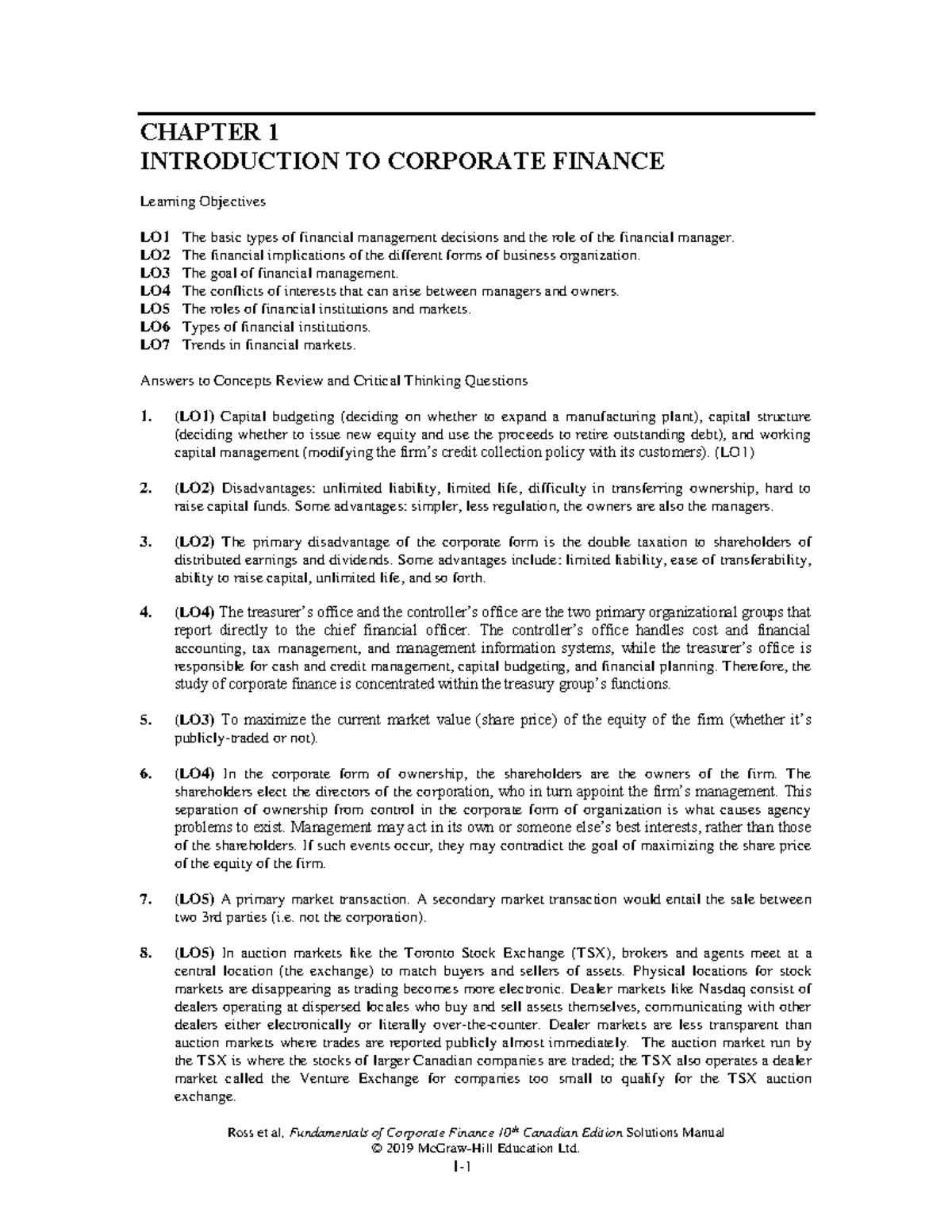 Chapter 1 - Introduction to Corporate Finance Notes - Studocu