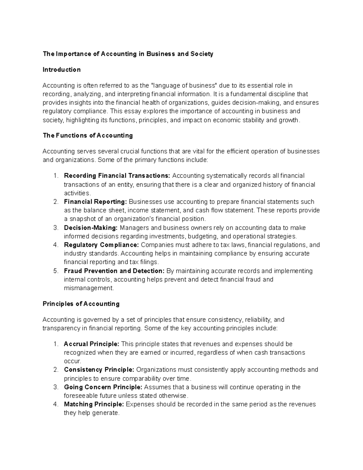 The Significance of Accounting in Business & Society: An Overview - Studocu