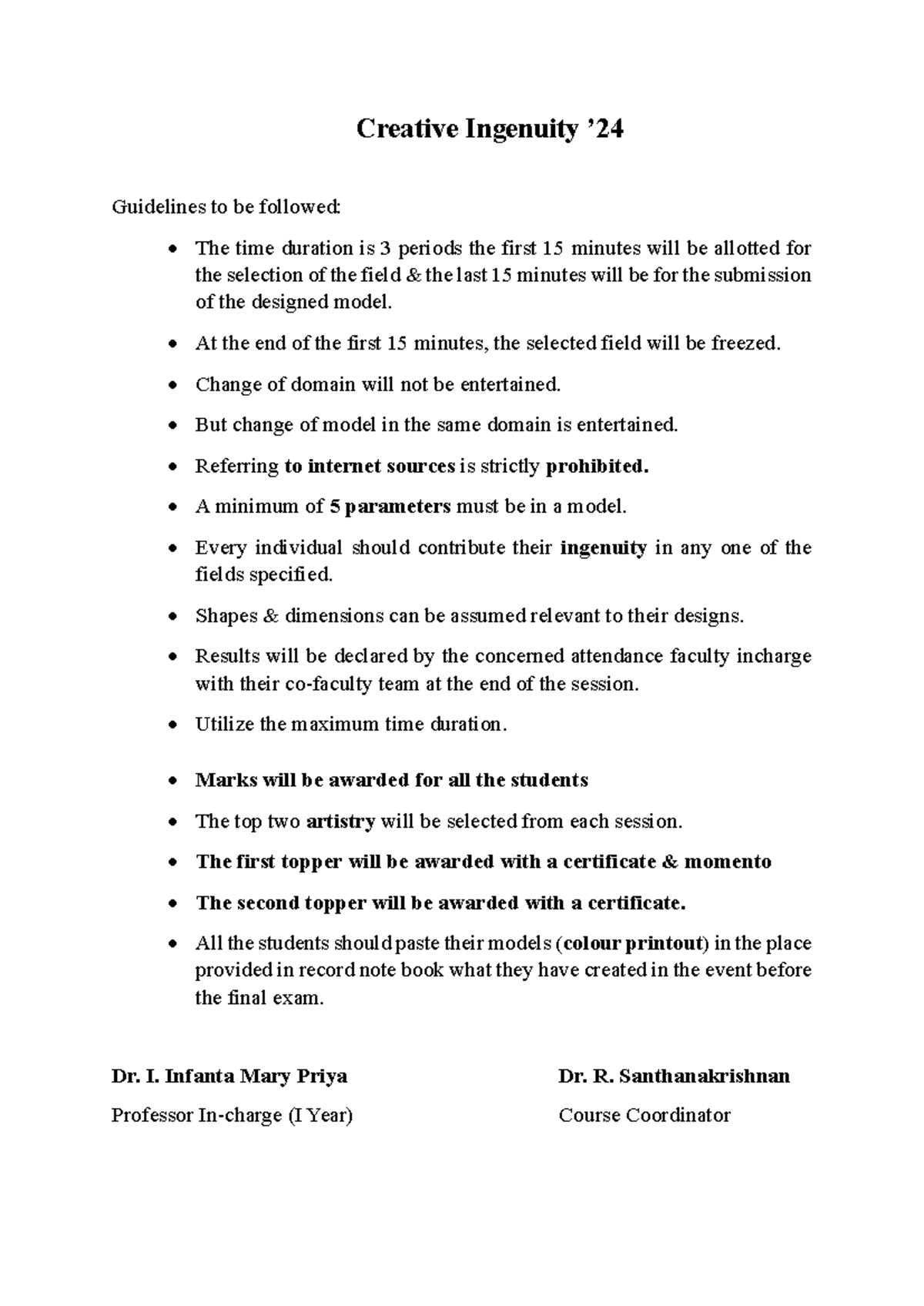 Creative Ingenuity Guidelines for '24 Course - Final Event Instructions ...