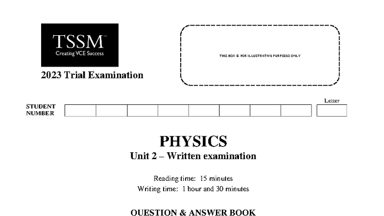 Physics 2023 Unit 2 TSSM Trial Exam Questions and Answers - Studocu