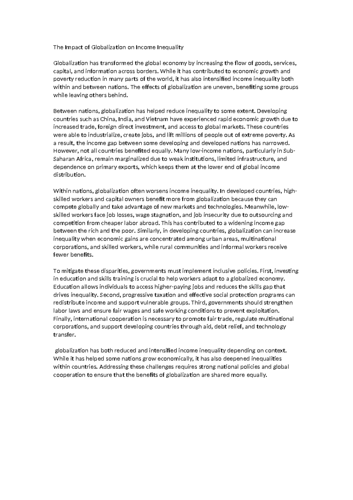 The Impact of Globalization on Income Inequality: Causes & Solutions ...