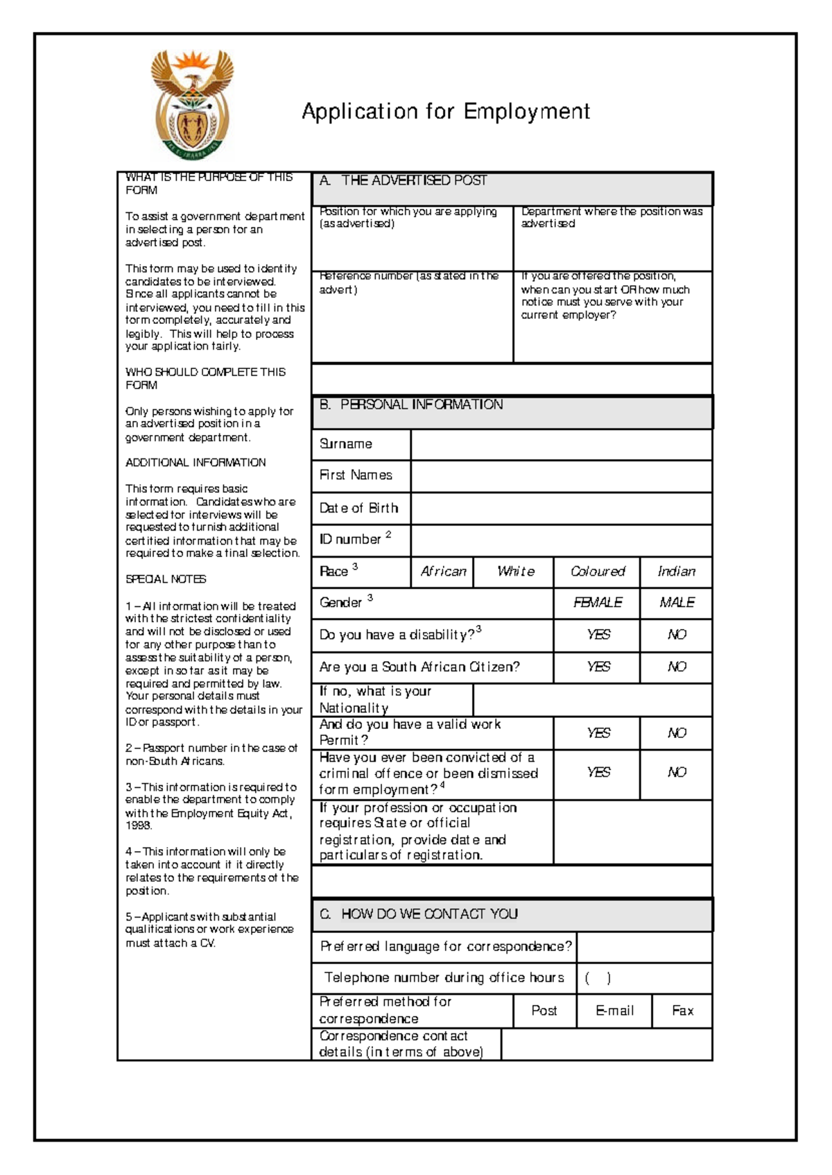 Z83-1 - Application for Government Employment Form - Studocu