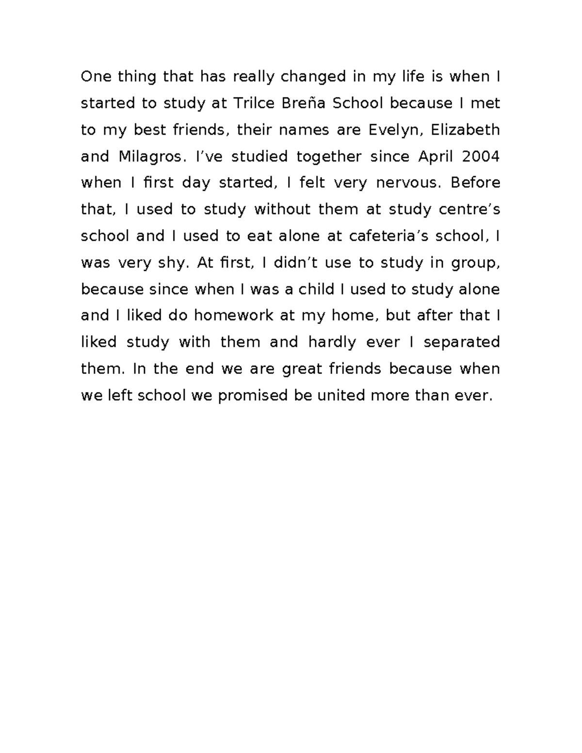 Diary of Friendship and Growth at Trilce Breña School - gaaa - Studocu