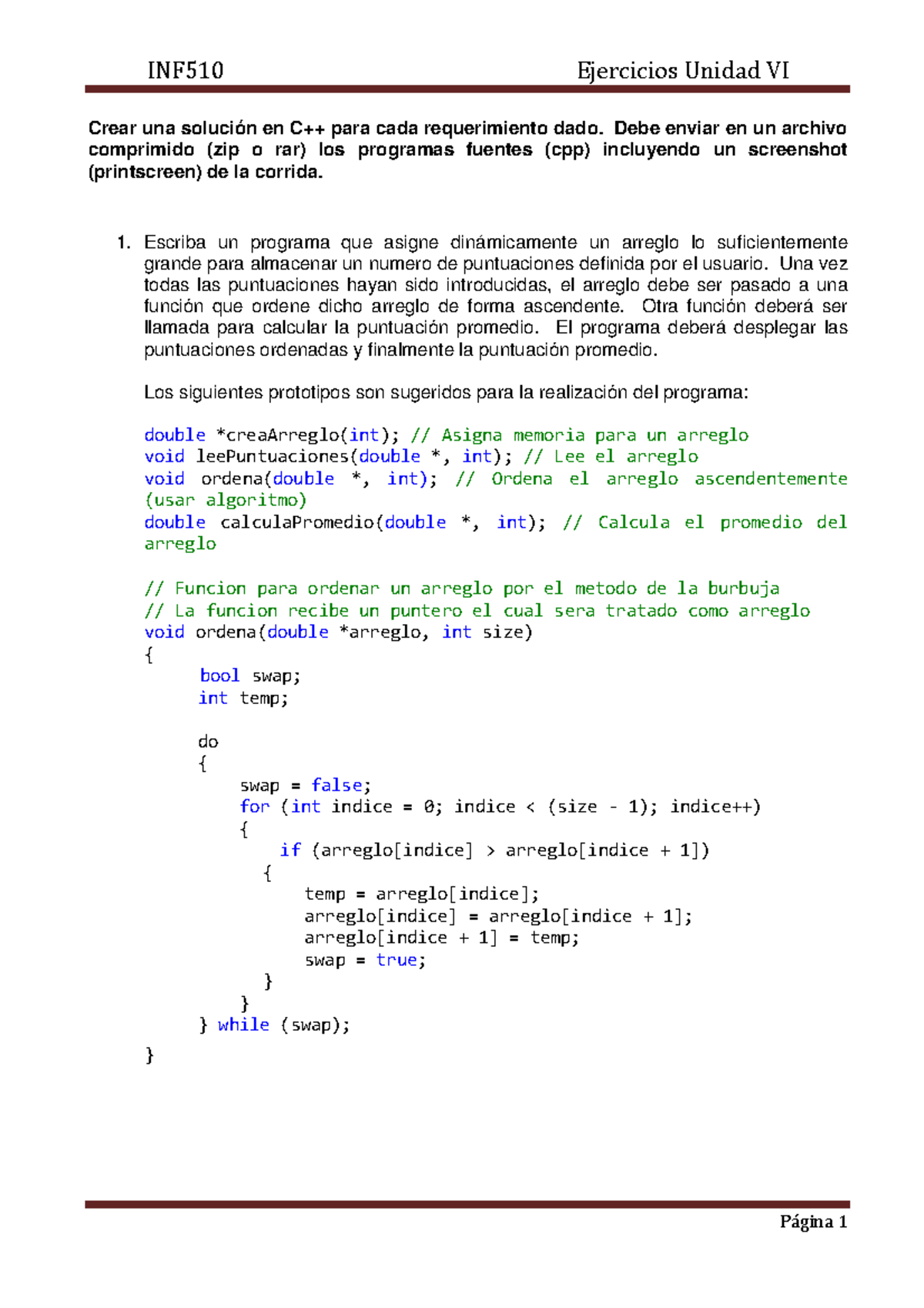 Ejercicios INF510: Soluciones a Problemas de C++ - Unidad VI - Studocu