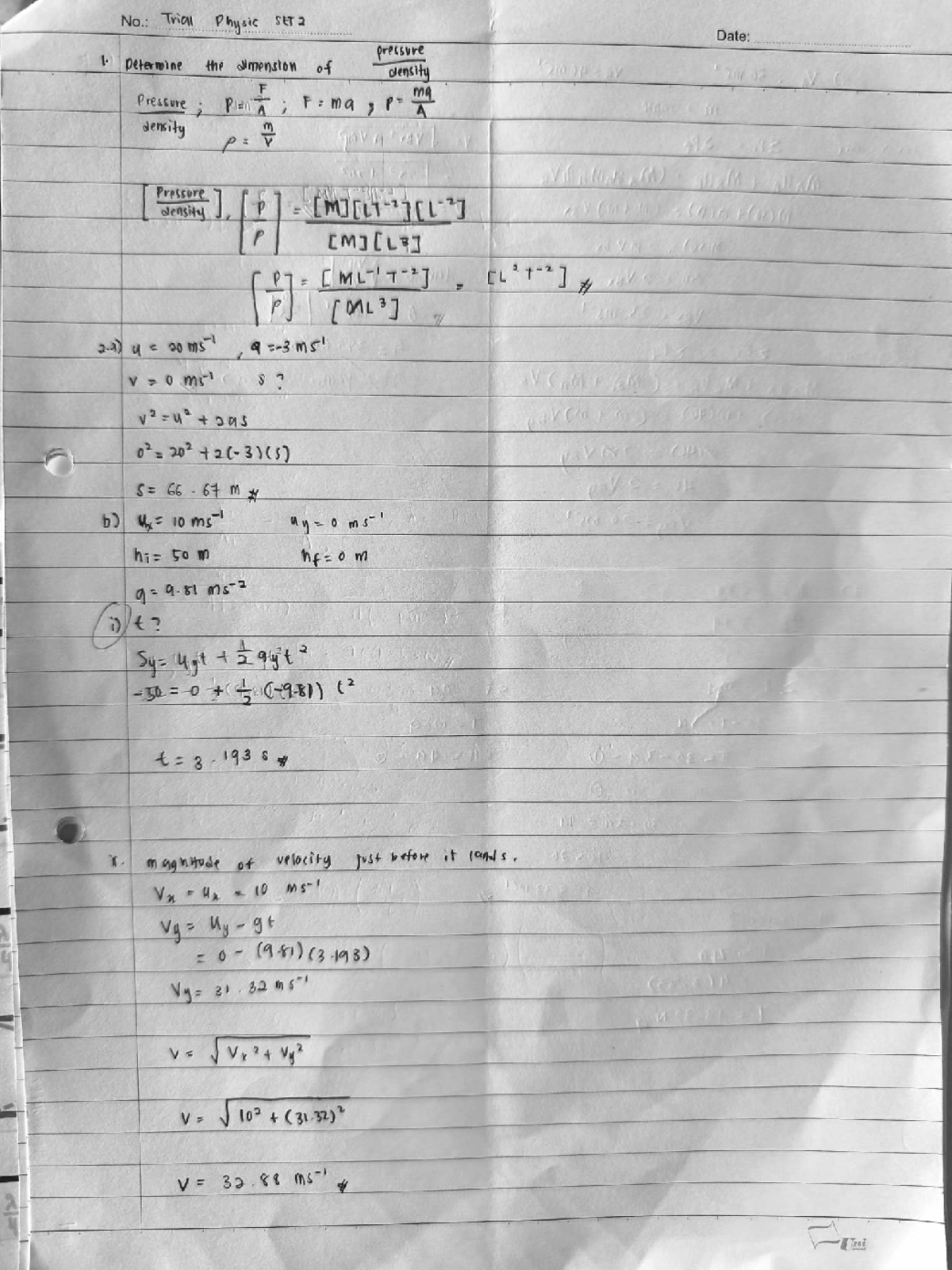 Physic Practice Questions - Trial SET2 - Studocu