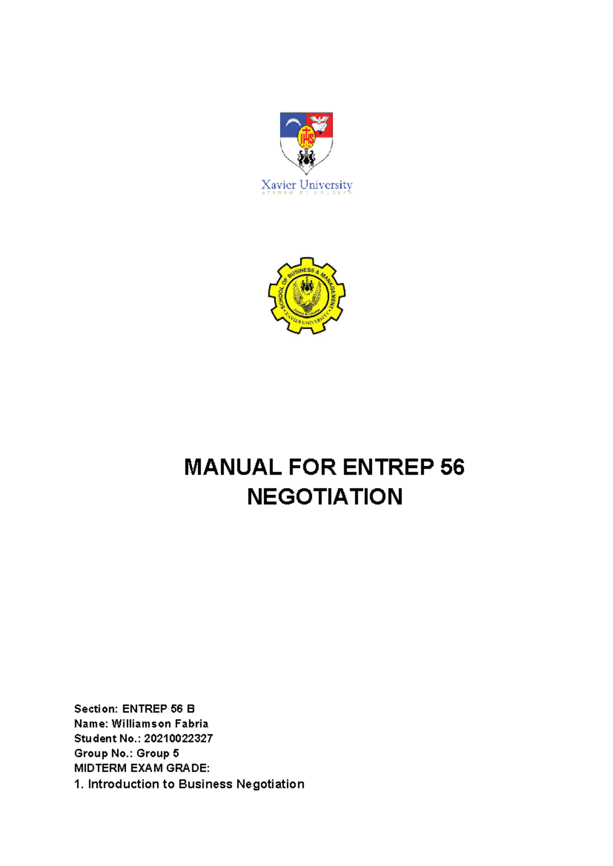 Entrep 56 Midterm Exam Notes: Principles of Business Negotiation - Studocu