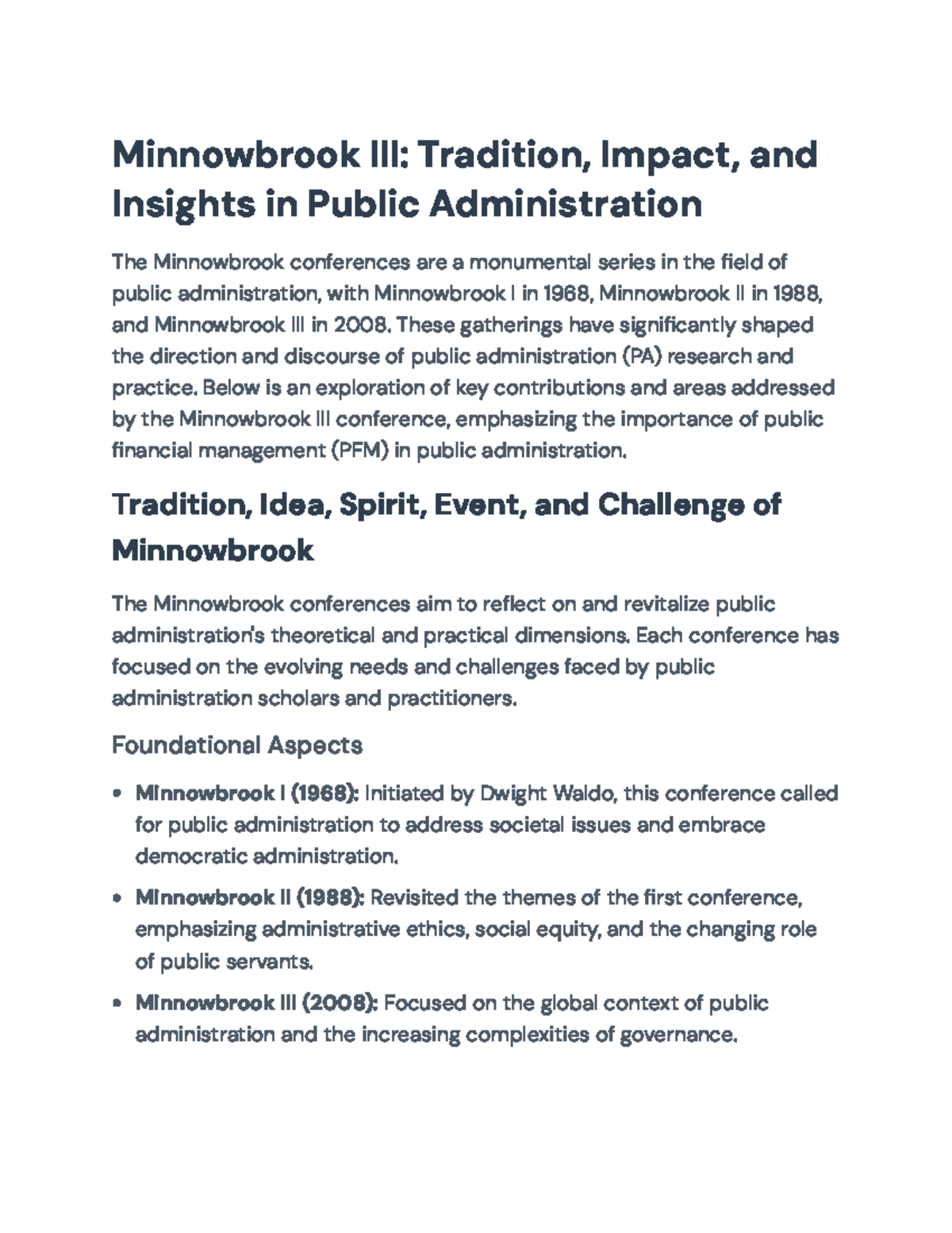 Minnowbrook III: Key Insights on Public Administration & Financial ...