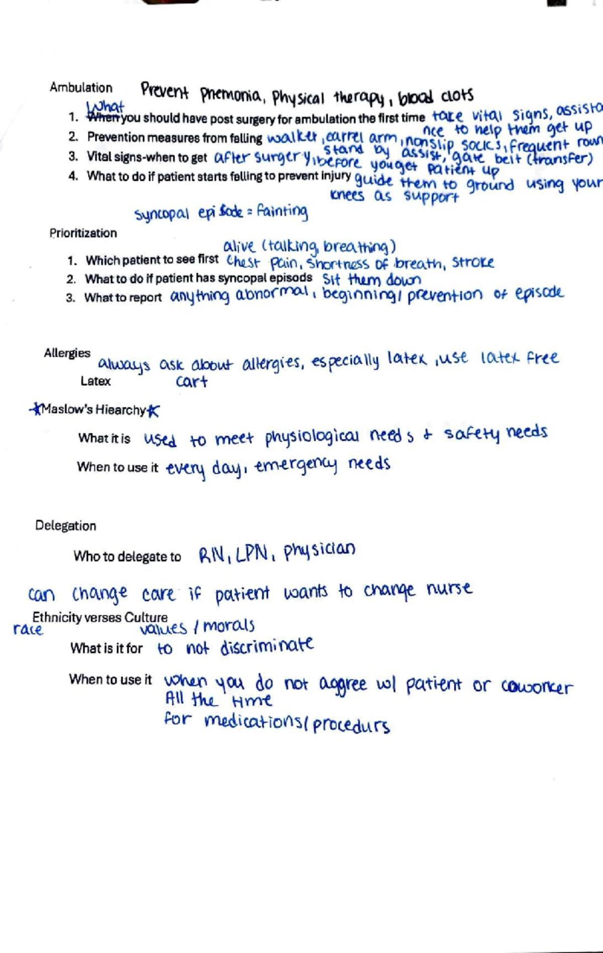Exam 1 Notes: Ambulation, Infection Control, and Patient Safety (PN ...