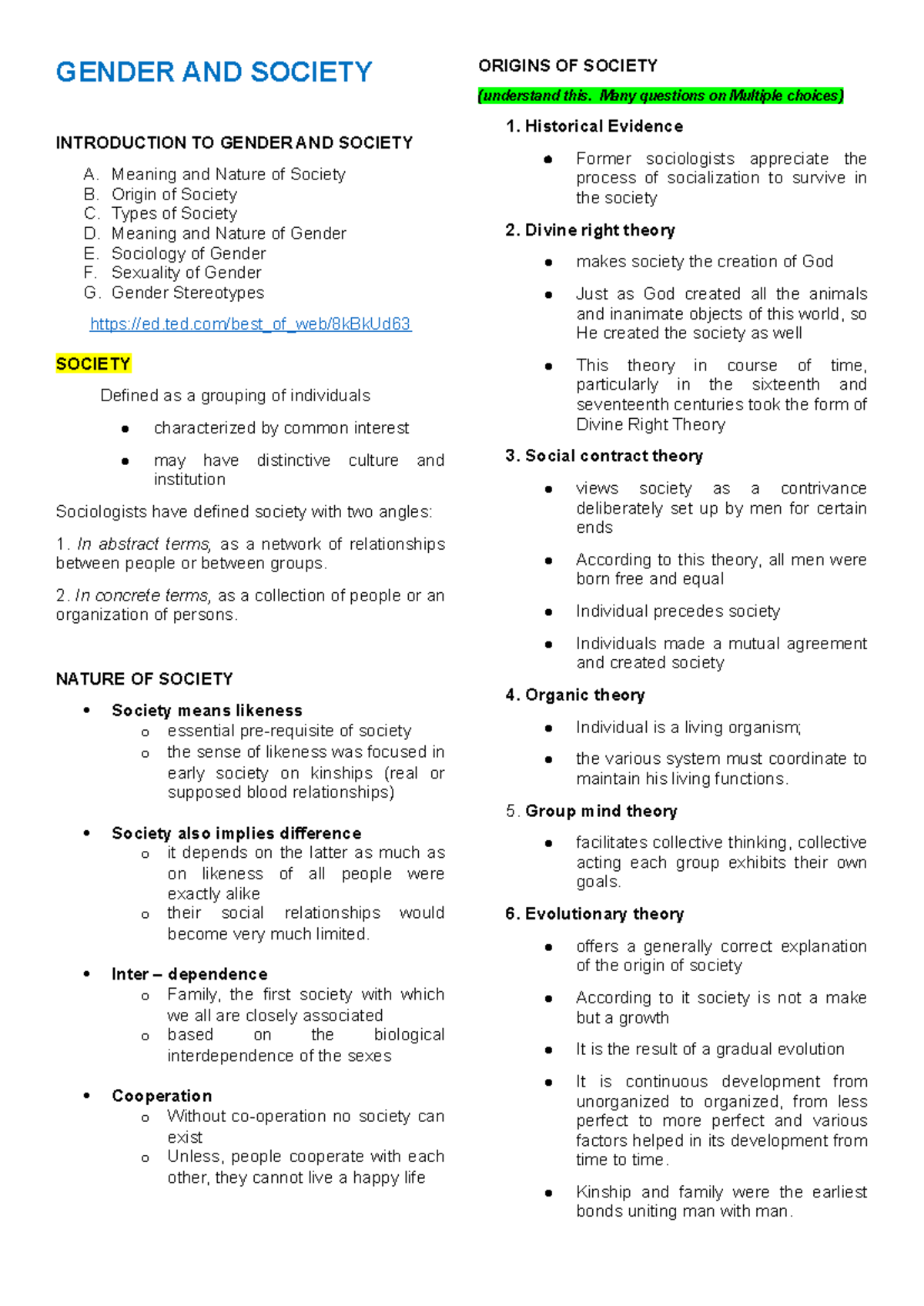 Gensoc( Final Reviewer): Key Concepts in Gender and Society - Studocu
