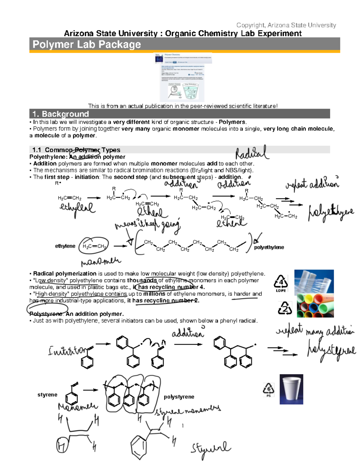 Organic Chemistry Lab: Polymer Experiment Notes (CHM 239) - Studocu