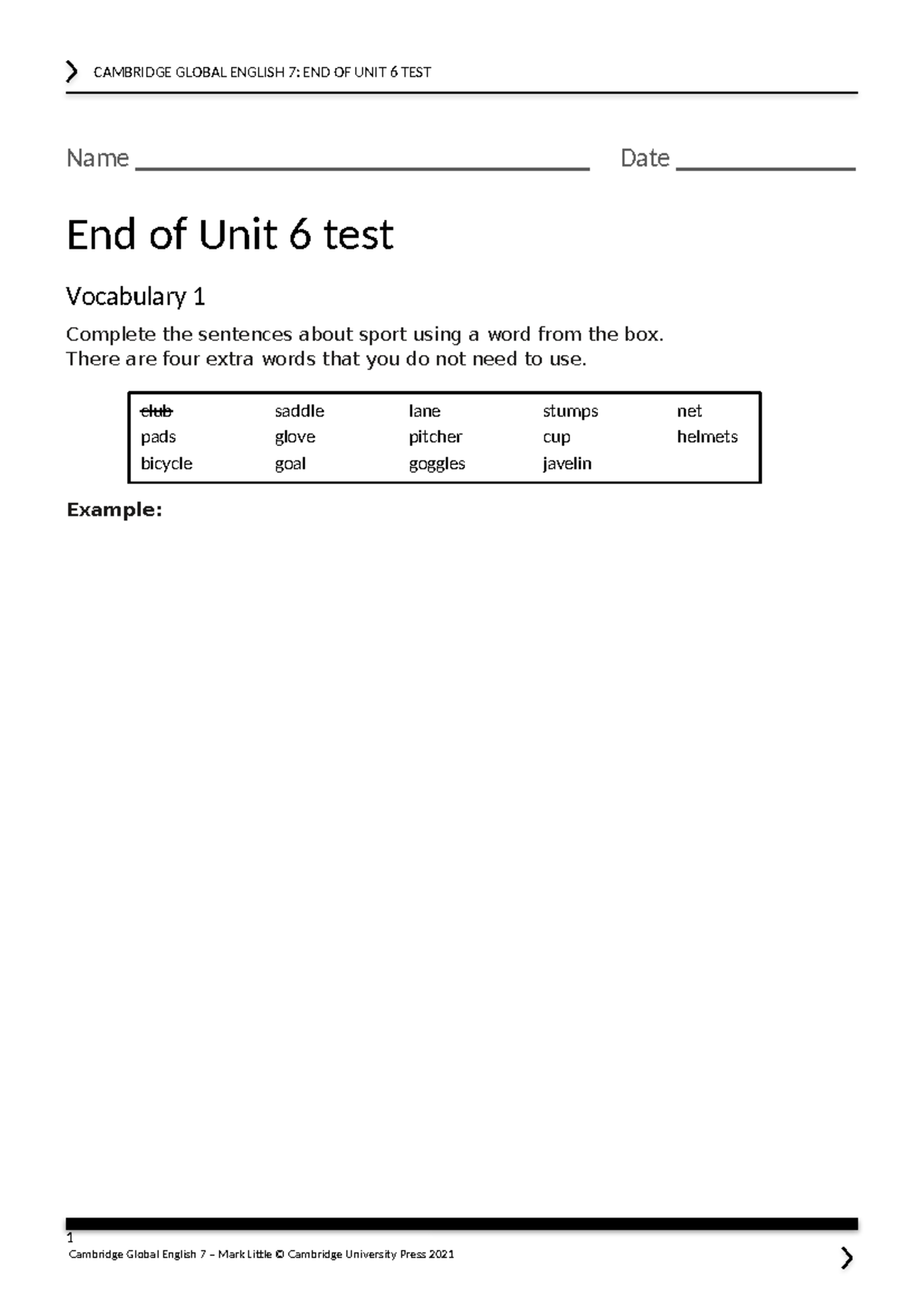 GE 7: End of Unit 6 Test - Vocabulary & Grammar Exercises - Studocu