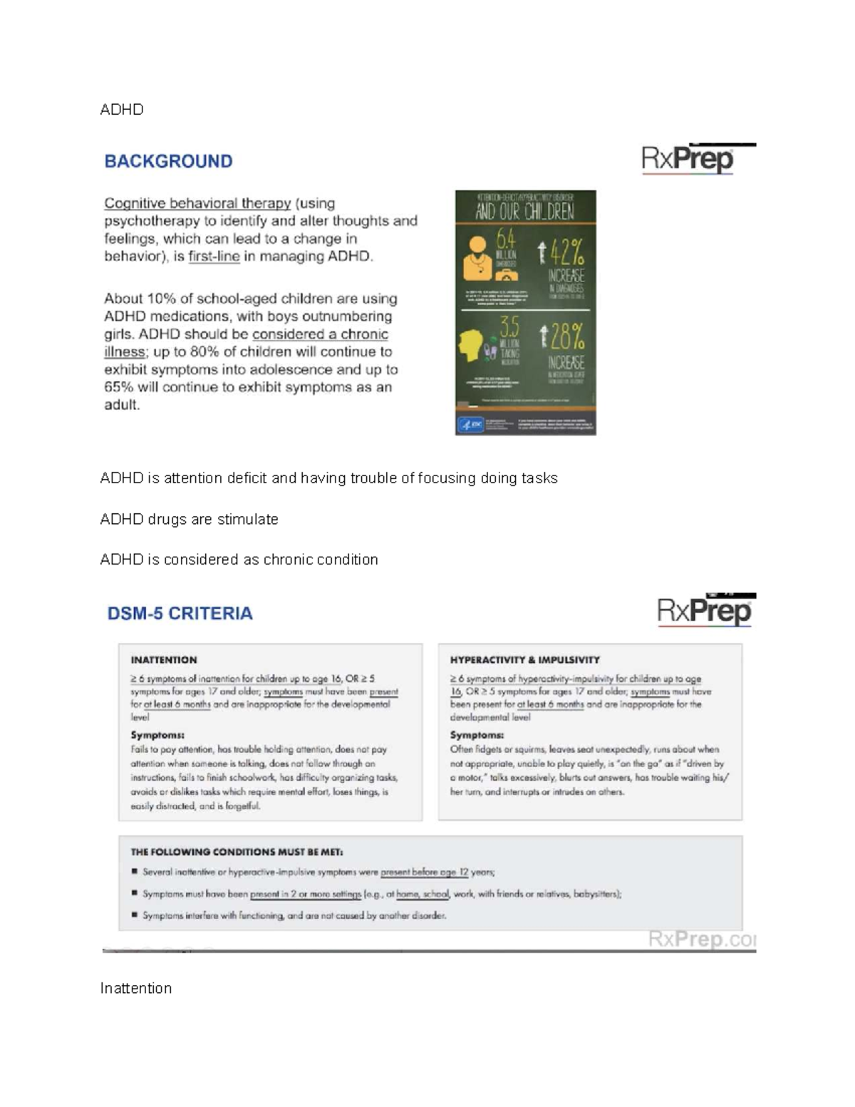 ADHD - Comprehensive Notes on Diagnosis, Treatment, and Management ...
