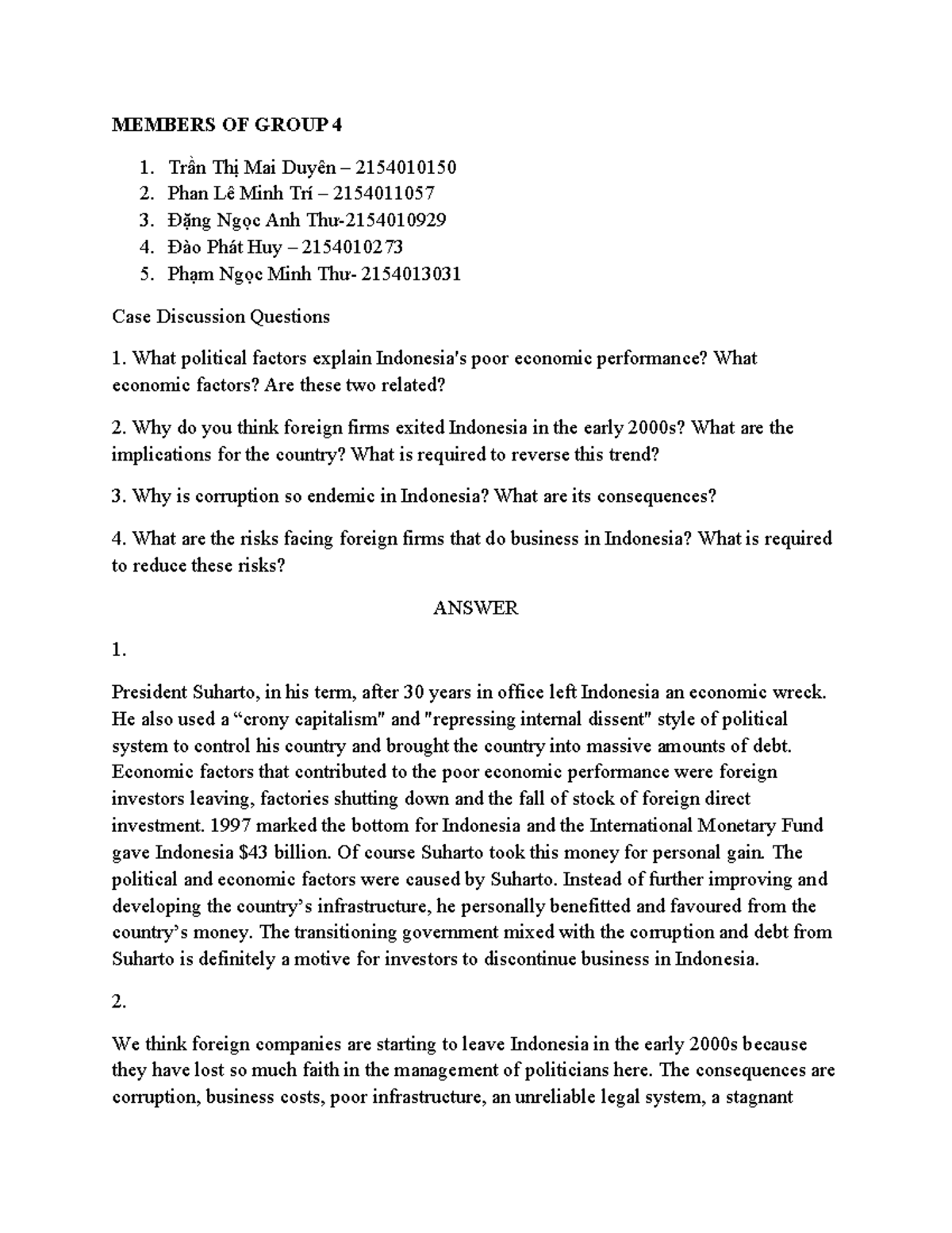Case study group 4 - dxfcgvbhjnkml,;.'/.;,lnjmbv - MEMBERS OF GROUP 4 ...