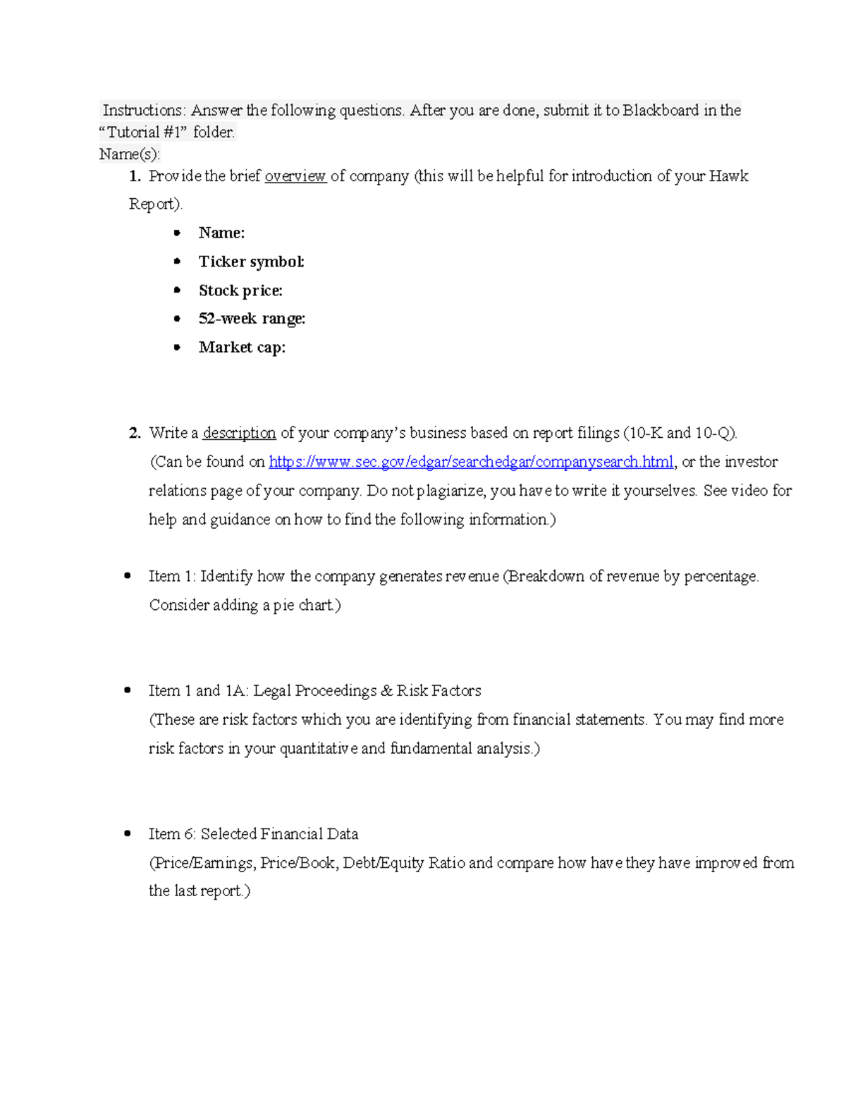 Hawk Report Tutorial 1 - Assignment Template Guide - Studocu