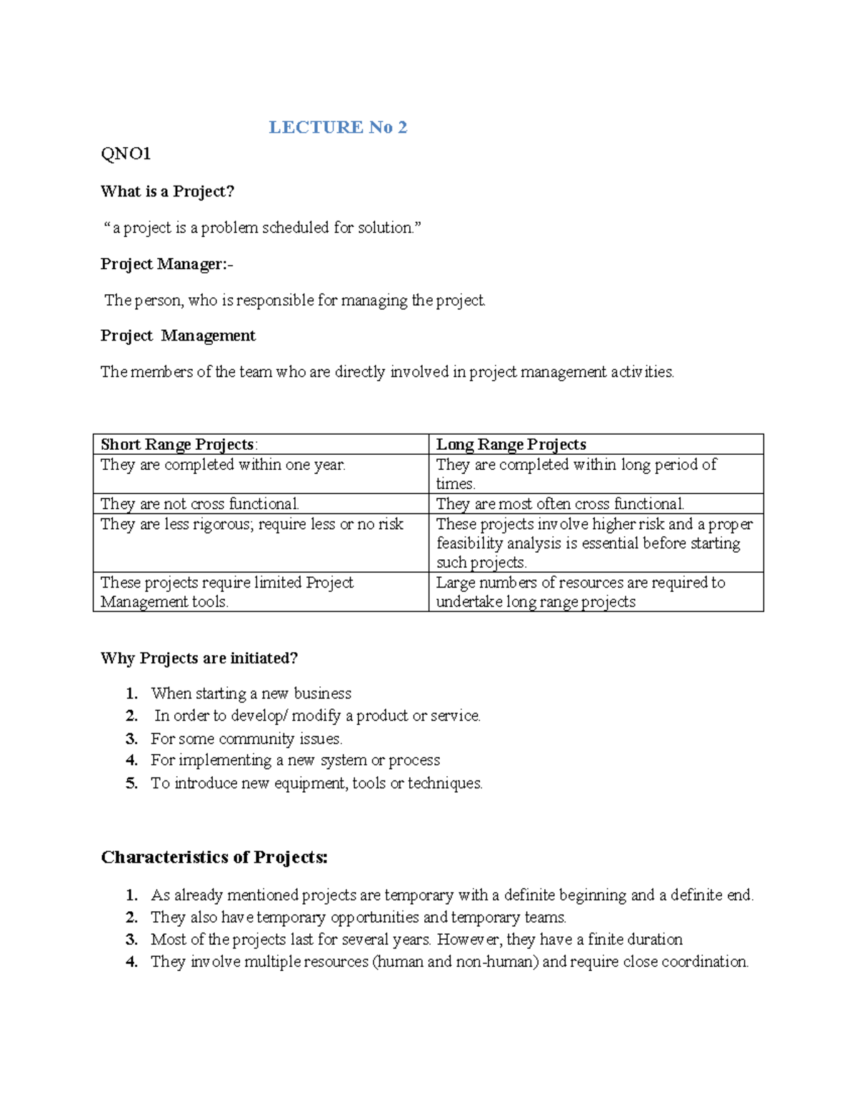 LECTURE NO 2: Understanding Project Management Concepts in MGMT627 ...