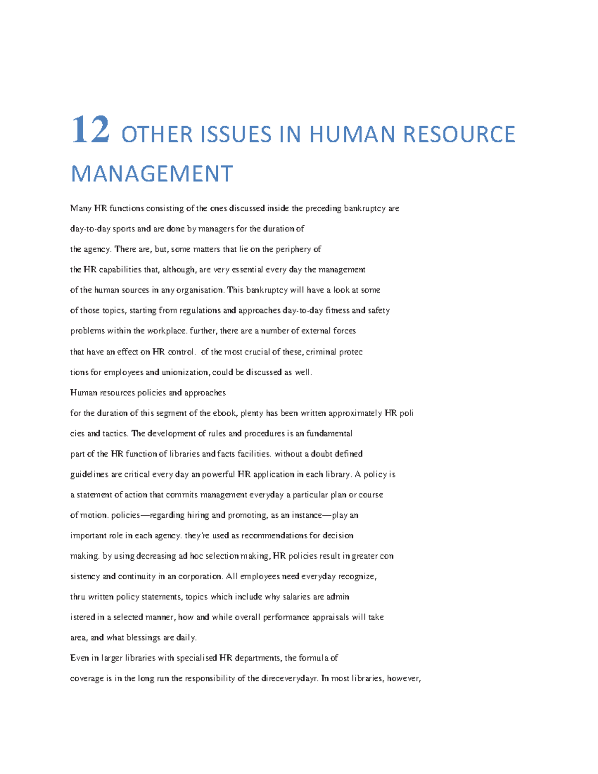 12 Other Issues in Human Resource Management - 12 OTHER ISSUES IN HUMAN ...