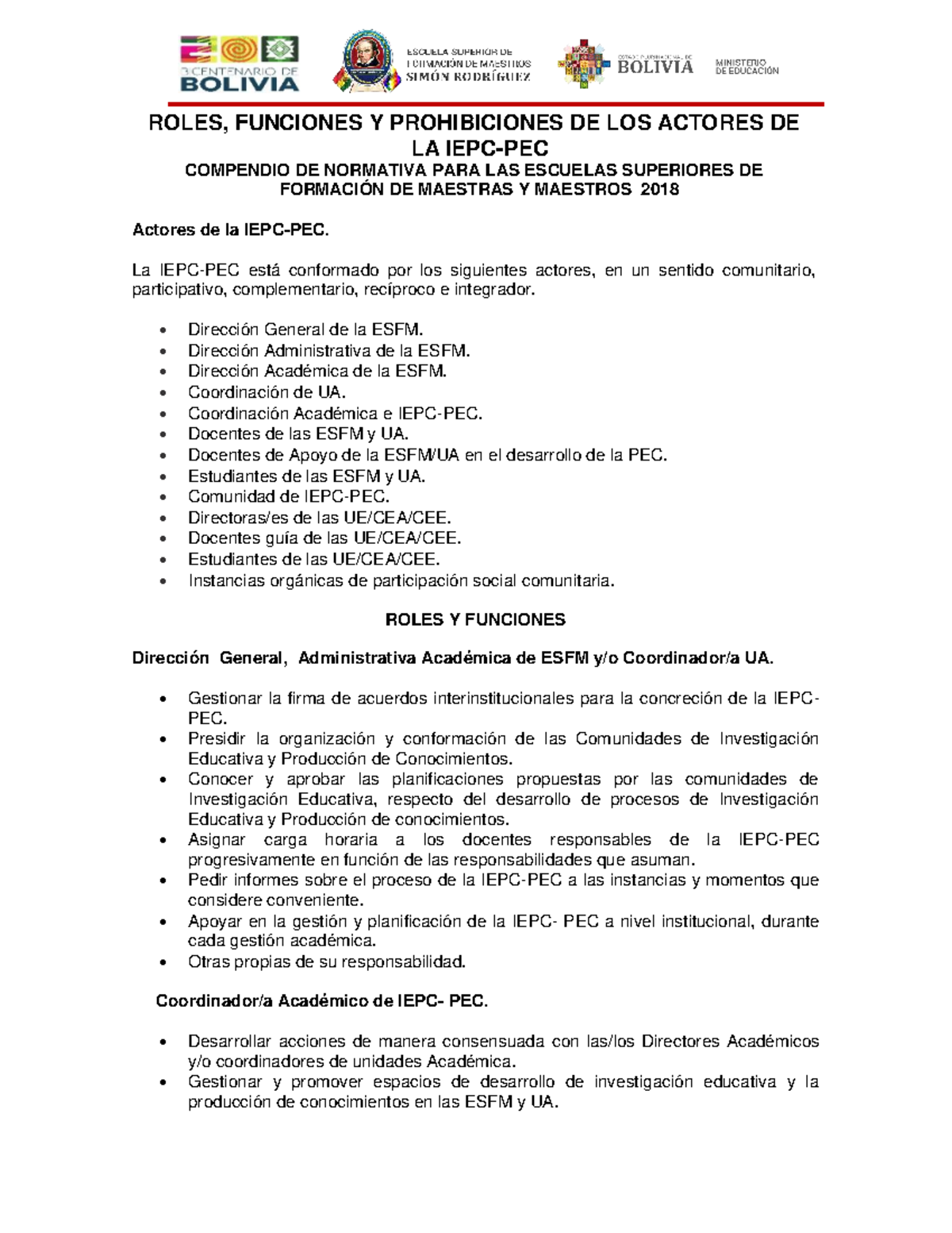 Roles y Funciones de los Actores en la IEPC-PEC 2018 - Studocu
