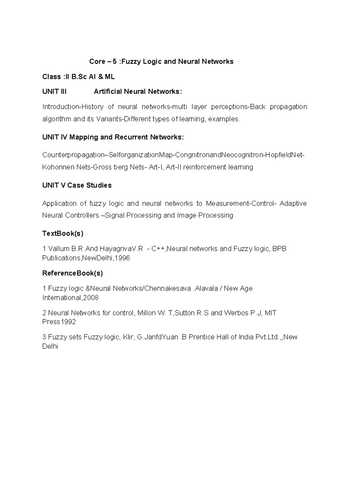 Fuzzy Logic and Neural Networks Study Material - AI & ML II BSC - Studocu