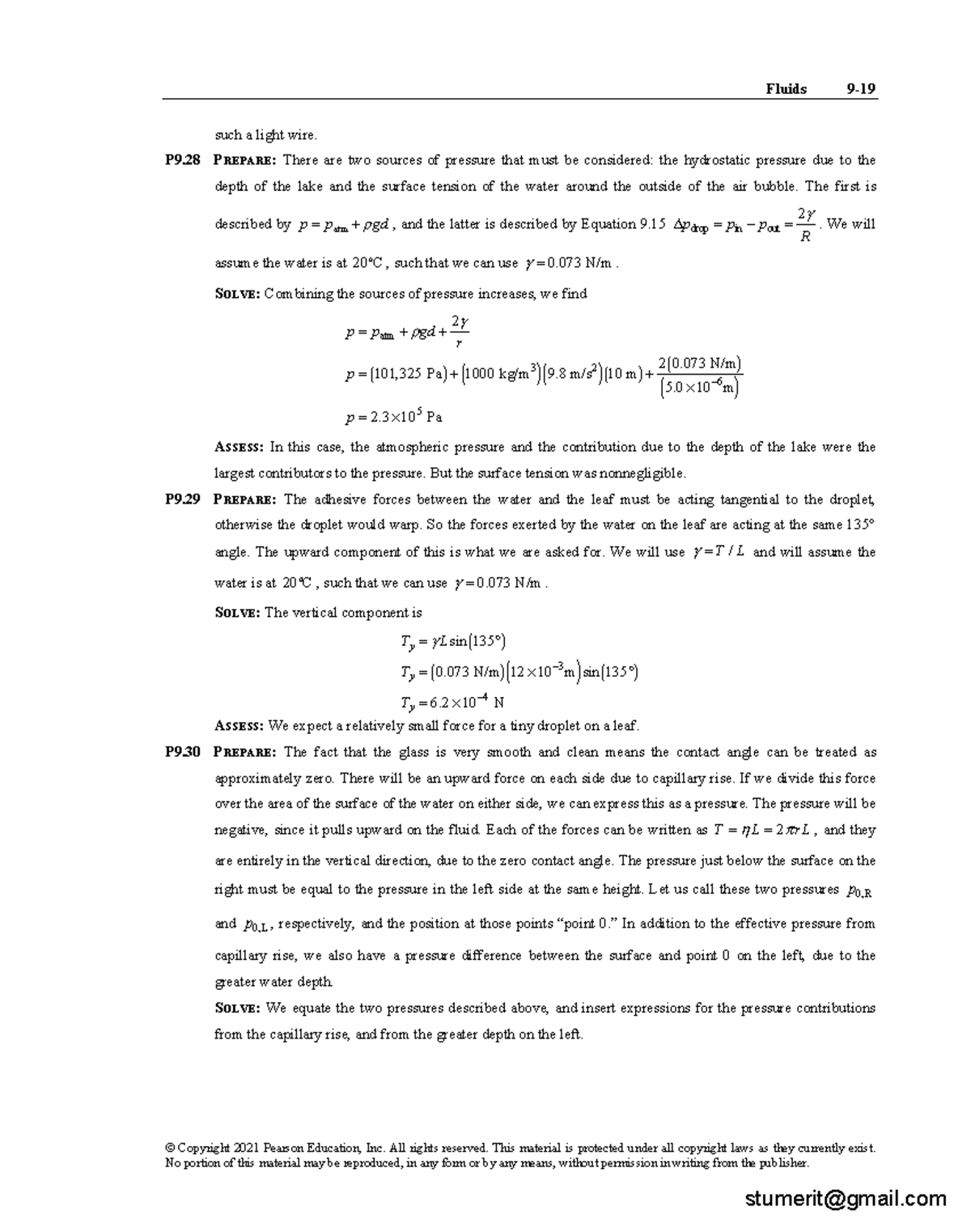 Fluid Mechanics Problems: Test Bank for University Physics (P9.28-P9.30 ...