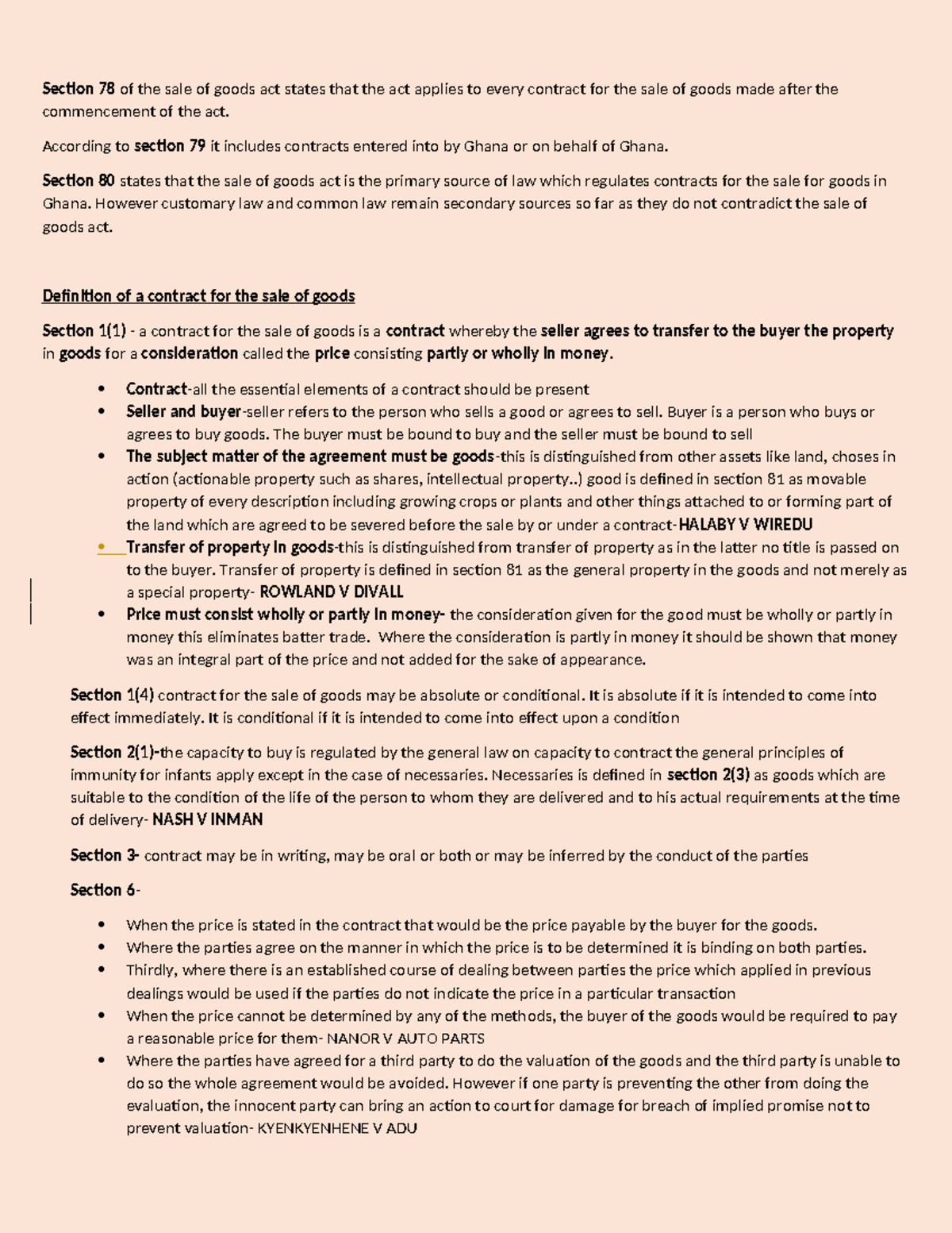 Commercial Law Notes (LAW 101): Sale of Goods Act Overview - Studocu