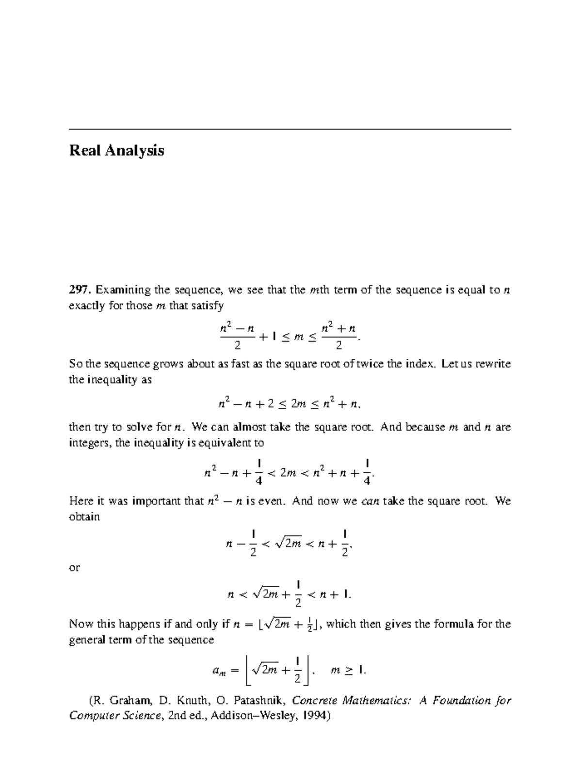 Real Analysis Chapter Solutions for Olympiad Math (MATH 101) - Studocu
