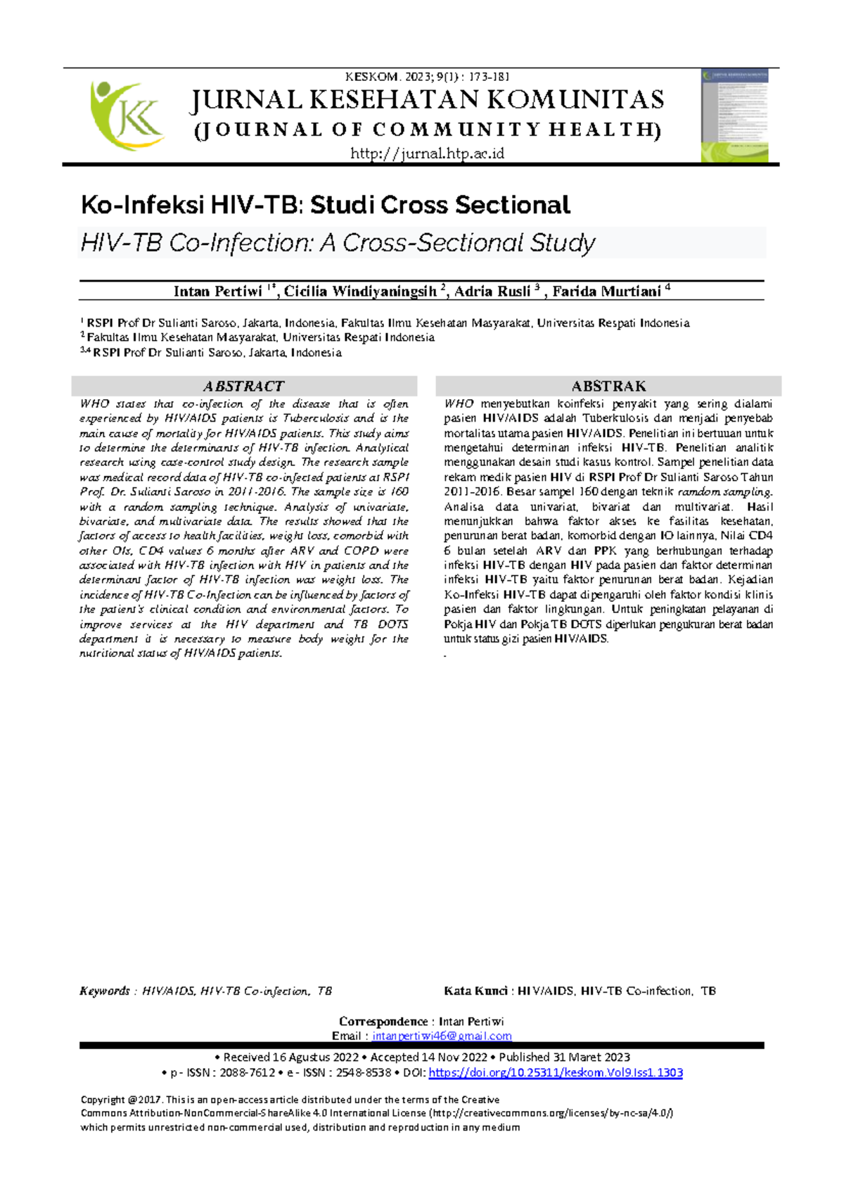 1303-HIV-TB Co-Infection: Cross-Sectional Study Findings - Studocu