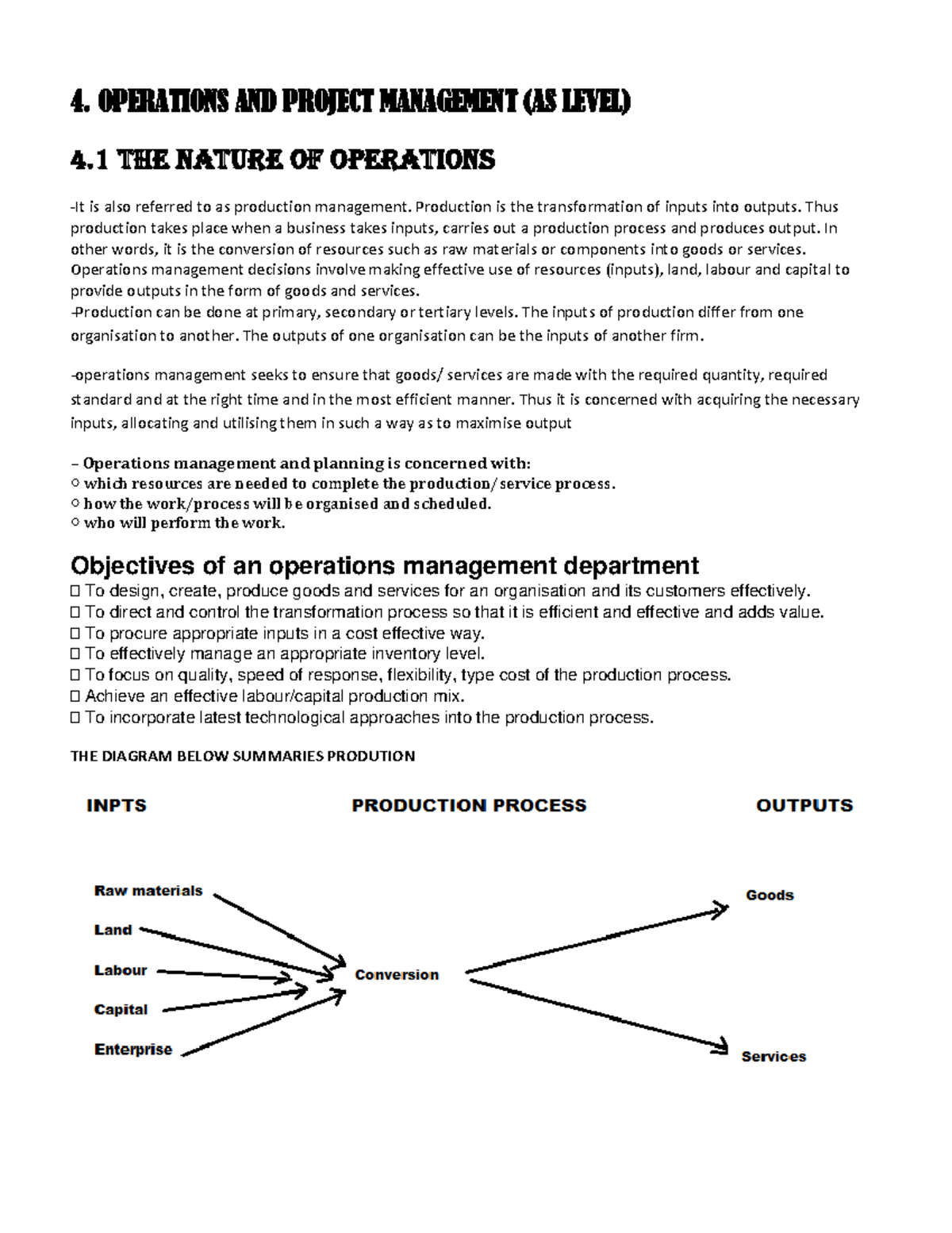 Chapter 4 Operations Management AS and A Level - 4. OPERATIONS AND ...