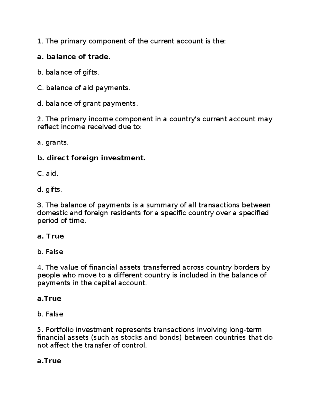 Btvn 2 - Current Account and Balance of Payments Quiz - Studocu