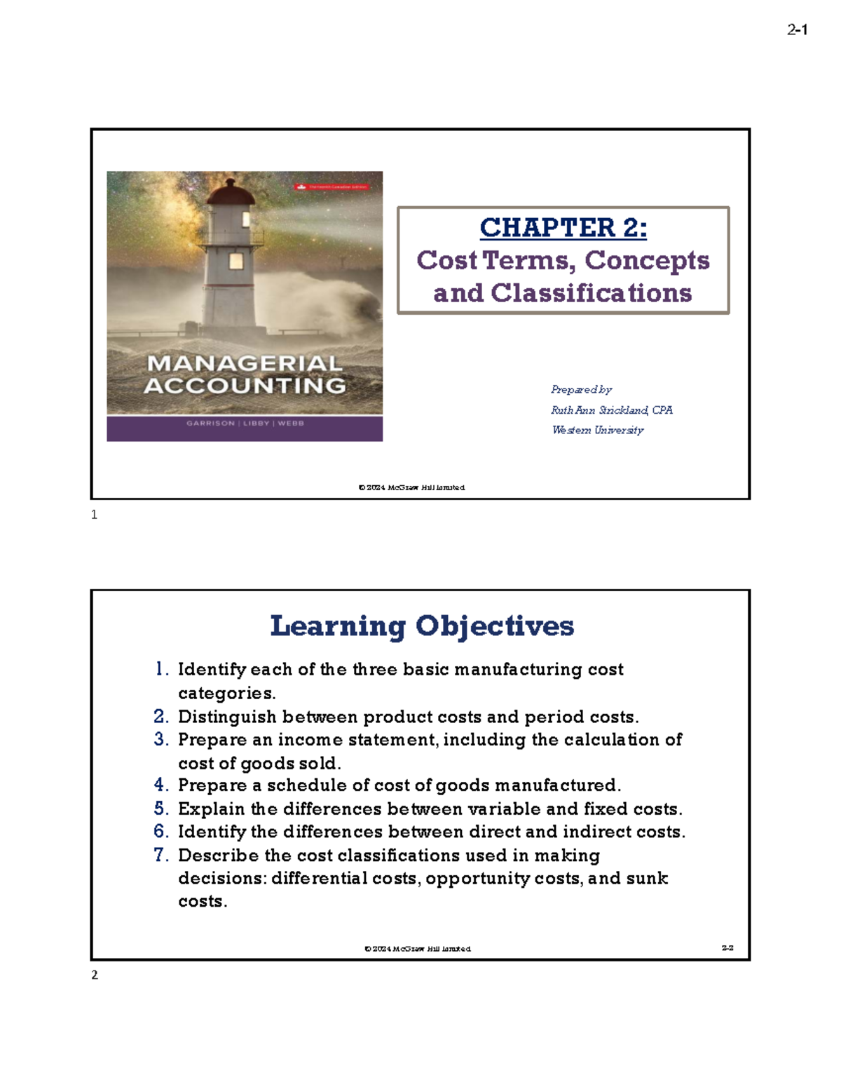 Acct 2230 - Chapter 2: Cost terms, concepts, and classifications - Studocu
