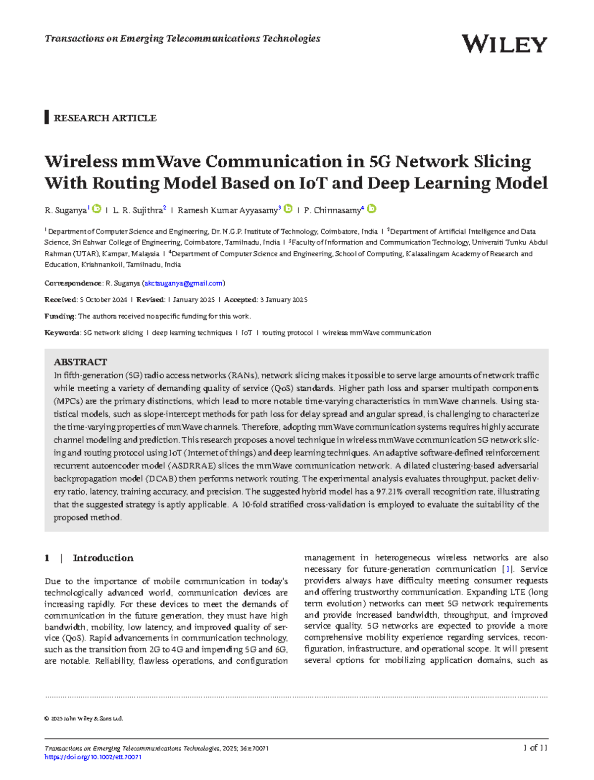 Wireless mmWave Communication in 5G Network Slicing: A Deep Learning ...