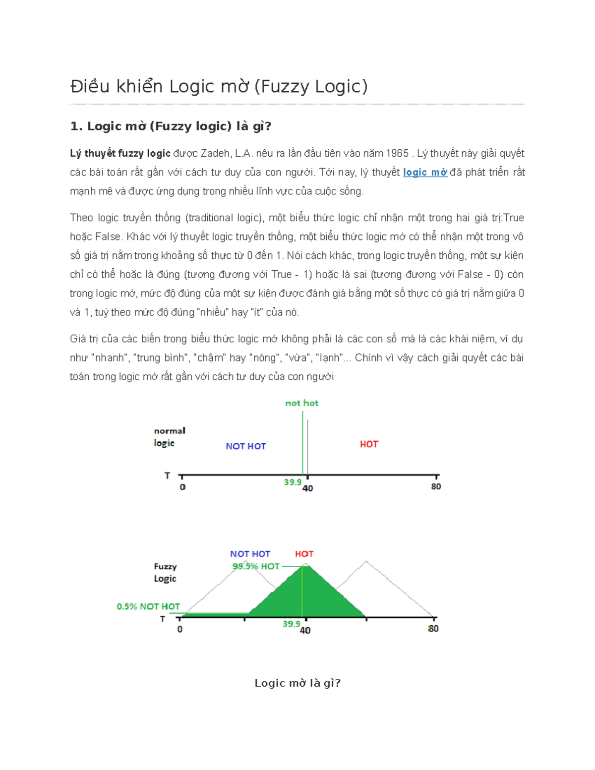 Lý thuyết và Ứng dụng của Điều Khiển Logic Mờ (Fuzzy Logic) - Studocu