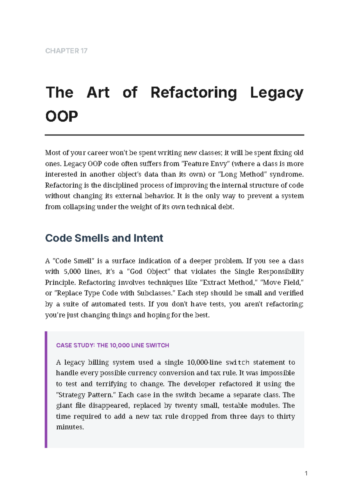 OOP CHAPTER 17: Refactoring Legacy Code for Better Design - Studocu