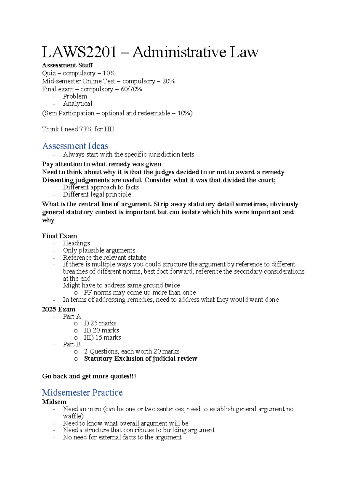 LAWS2201 Administrative Law Final Exam Study Guide and Key Concepts ...