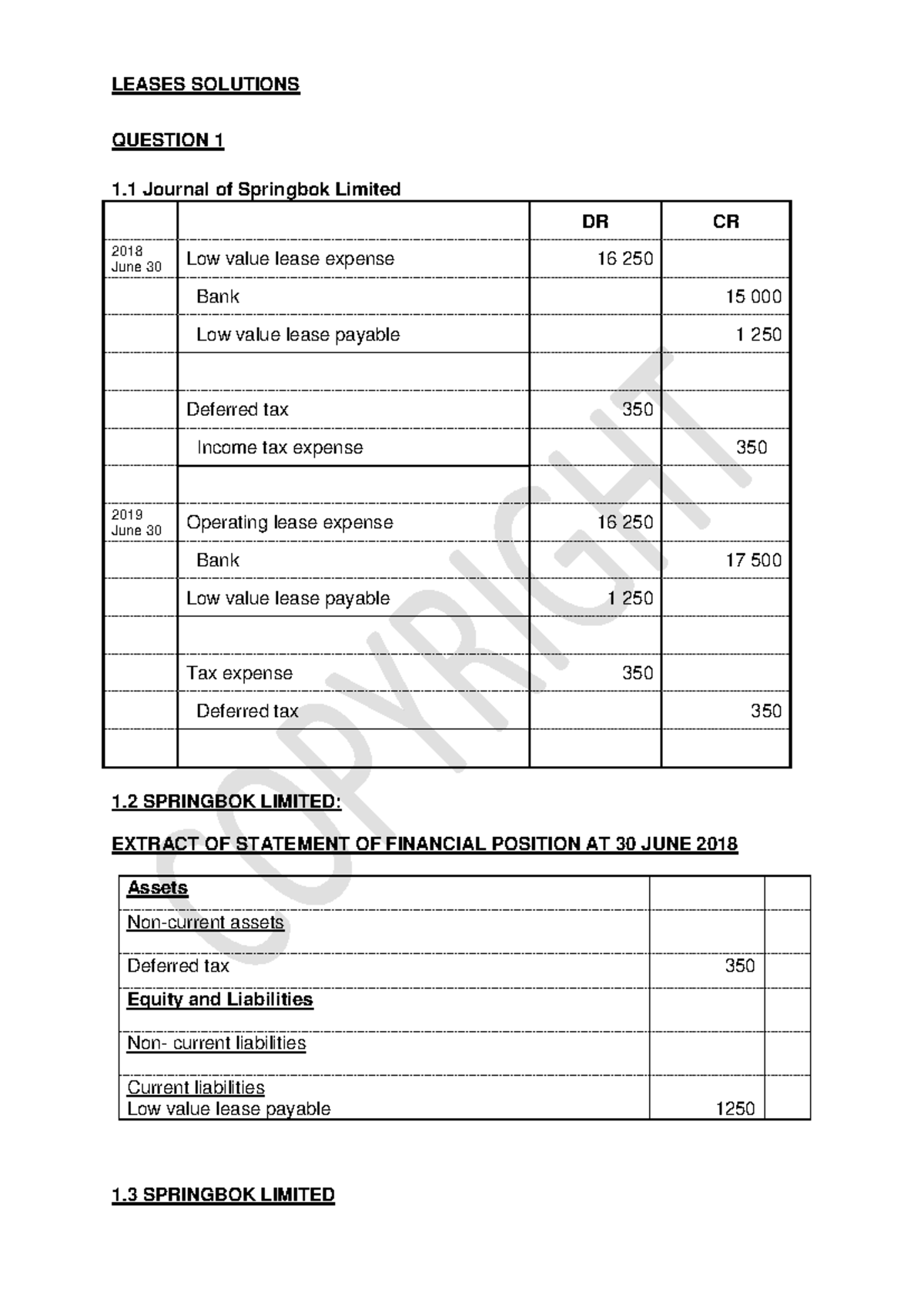 Solutions to Leases - Past Practice Paper (Course Code: LEASES) - Studocu