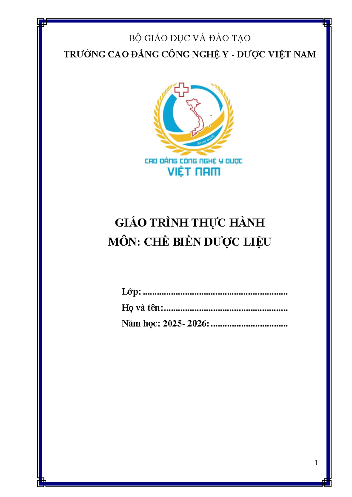 GT-TH-DHCT: Giáo Trình Thực Hành Chế Biến Dược Liệu - Studocu