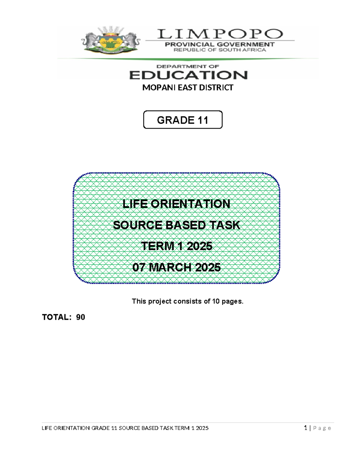 Moderated Grade 11 Source Based TASK 1 2025 - LIFE ORIENTATION SOURCE ...