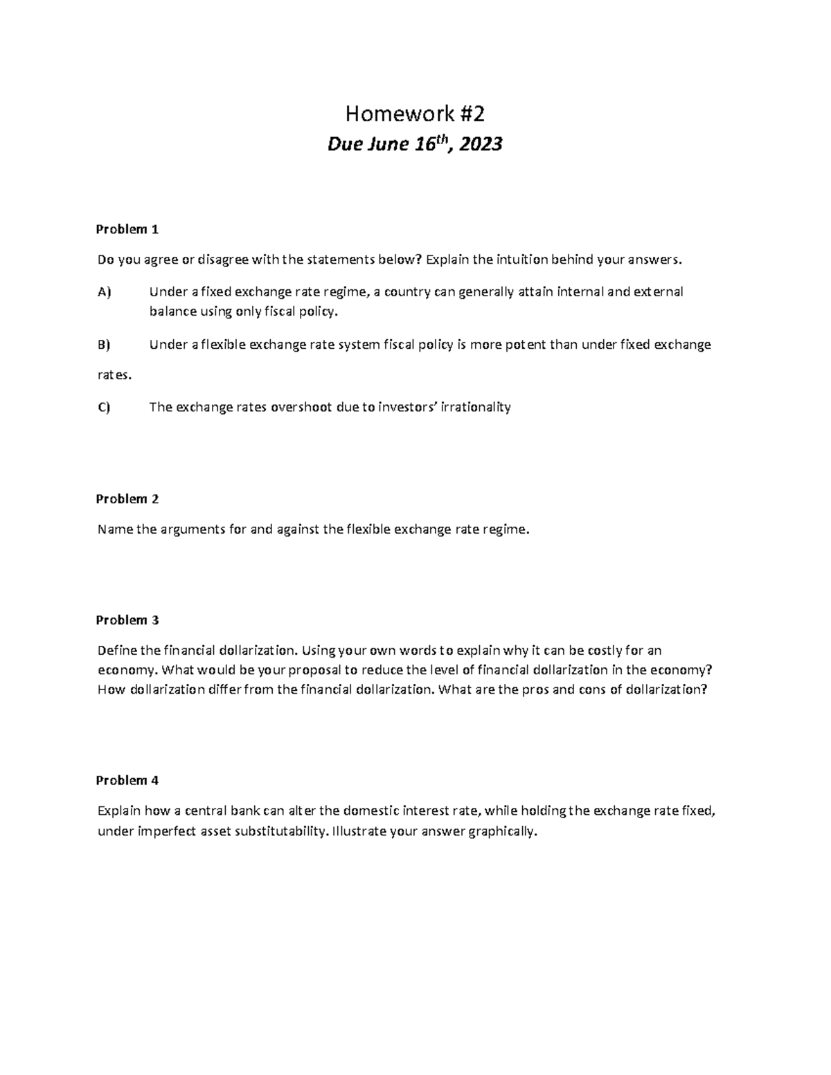 Homework #2: Macro Economics Analysis and Exchange Rate Discussion ...