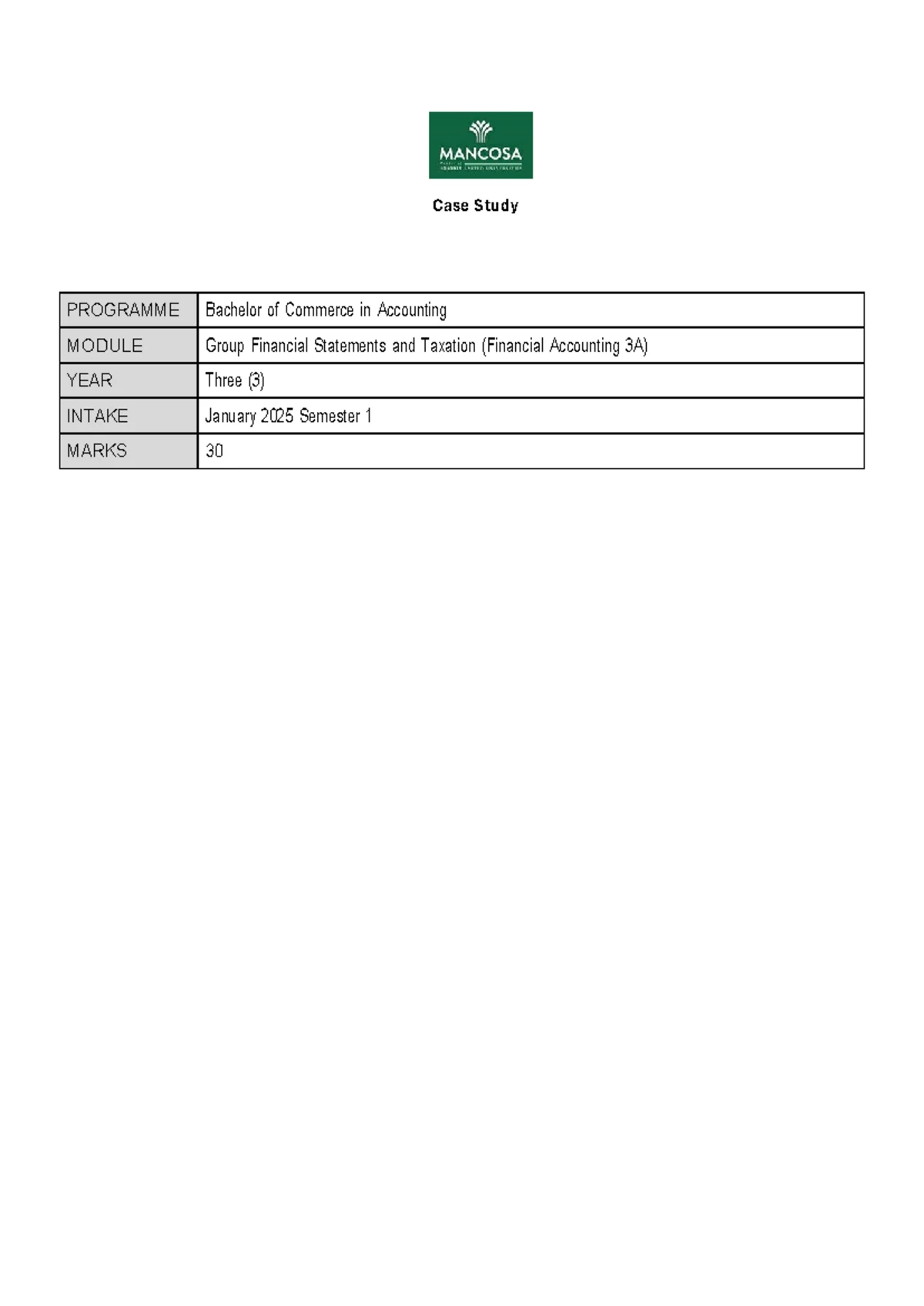 BCom Accounting - Group Financial Statements & Taxation Case Study ...