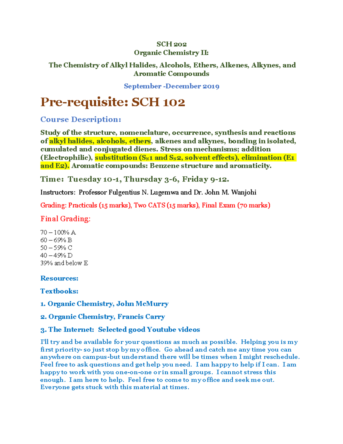 **SCH 202 - Organic Chem II: Alkyl Halides Lecture Notes** - Studocu