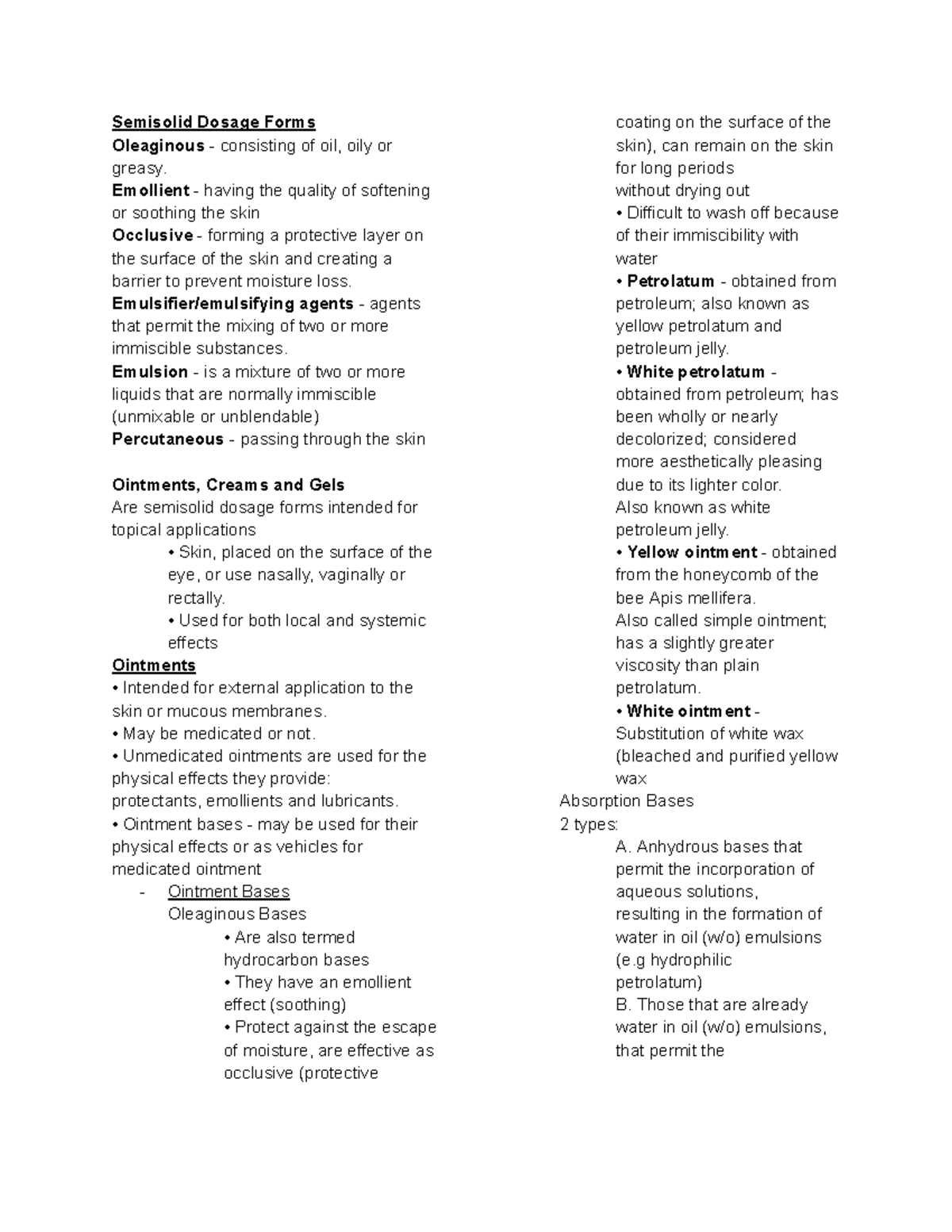 DDS Semisolid Dosage Forms: Ointments, Creams, Gels, and More - Studocu