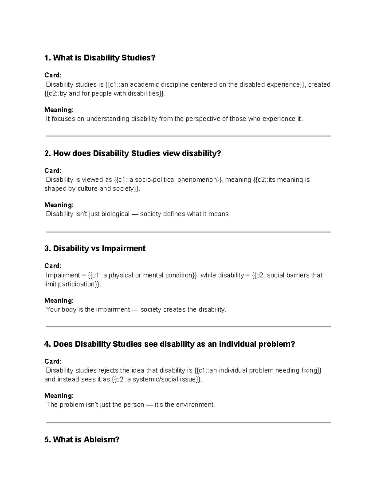 Disability Studies Overview: Key Concepts and Perspectives - Studocu