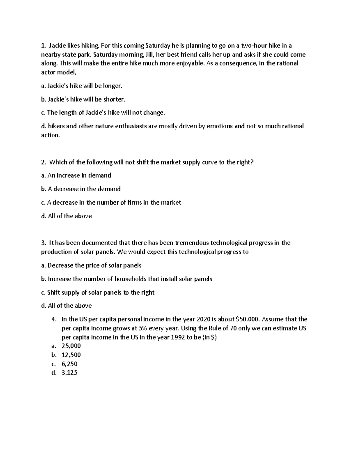 ECON Midterm 2 Practice Test: MCQs (Questions 1-100) - Studocu