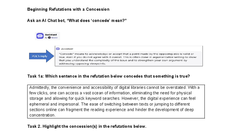 Refutation Techniques: Concessions and Counterarguments - Studocu