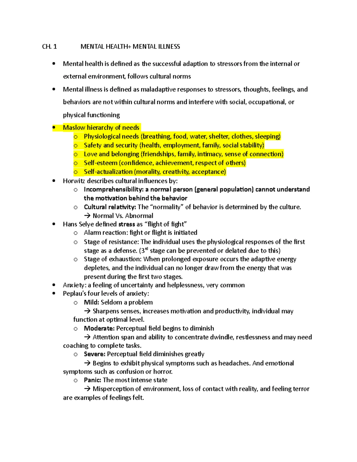 MH Exam 1 Study Guide: Key Concepts in Mental Health Nursing - Studocu